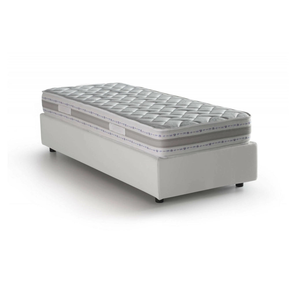 Ermanna, Letto Singolo Materasso Incluso Made in Italy, Bianco