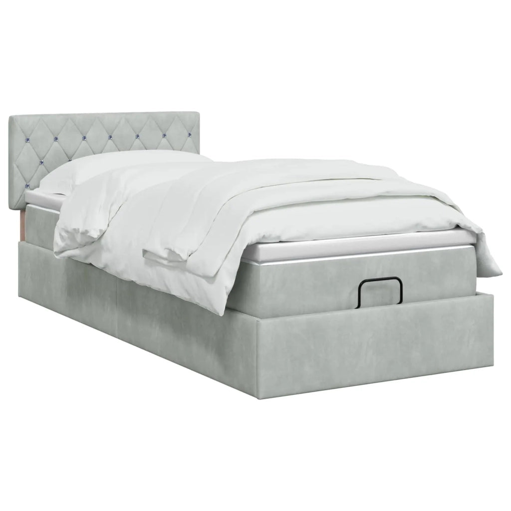 Letto ottomano con materasso Grigio Chiaro 90 x 190 cm Velluto 3457617