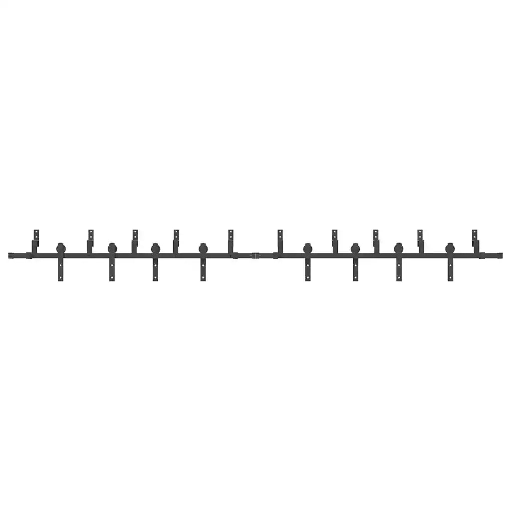 Kit di Binari per Porte Scorrevoli 366 cm Acciaio Nero CFW2619595