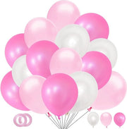 60 palloni gonfiabili bianco-rosa in lattice - pallone ad elio - palloni per San Valentino - palloni per compleanni - palloni per matrimoni - palloni per lauree - palloni per battesimi di bambina.