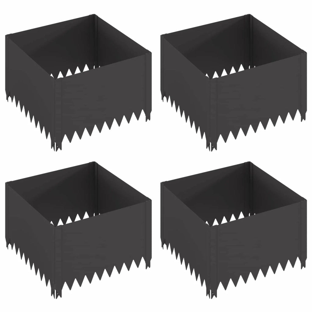 Bordura per Prato 4 pcs 60 x 60 x 35 cm Acciaio Nero 8008918
