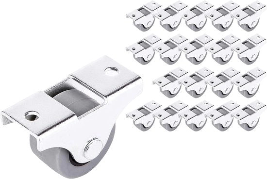 (20 pezzi) Ruote per mobili 25 mm Ruote in gomma Ruote di supporto non sterzanti Senso unico (20)