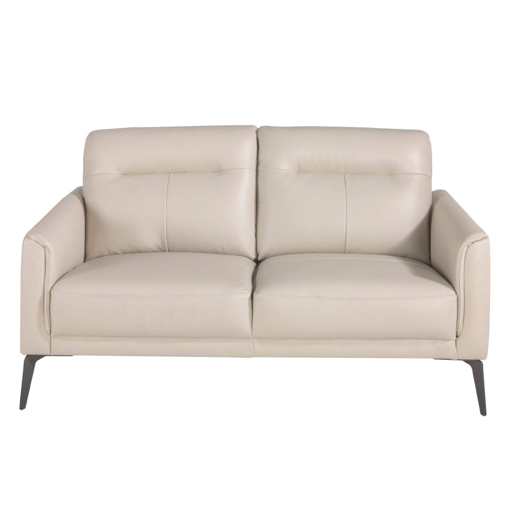 divano a 2 posti in pelle grigio taupe
