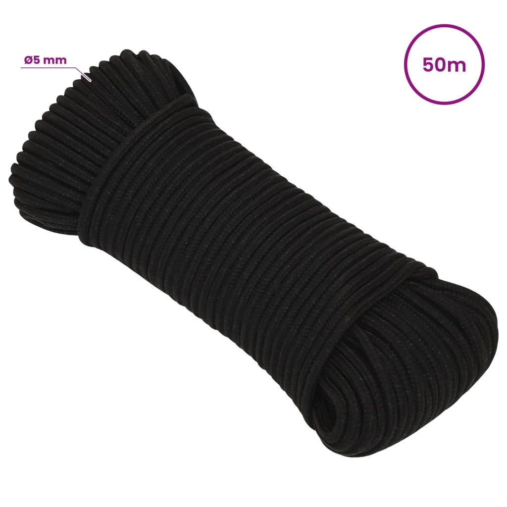 Corda multiuso 5 mm 50 m Nero Poliestere 300 kg Carico massimo 3473492
