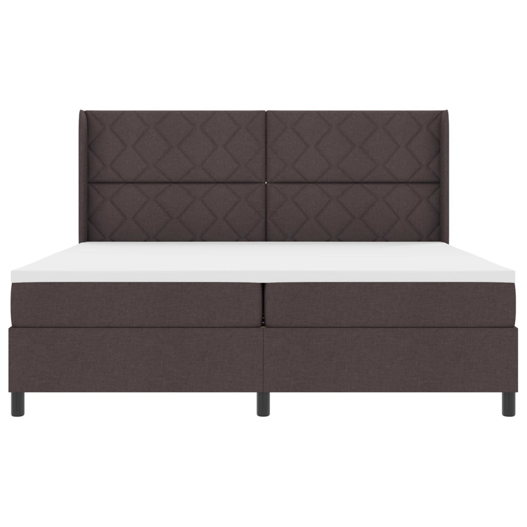 Letto Box Spring con Materasso e LED Marrone Scuro 200x200 cm Tessuto