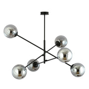 Lampada a sospensione Linear in acciaio nero e vetro grafite