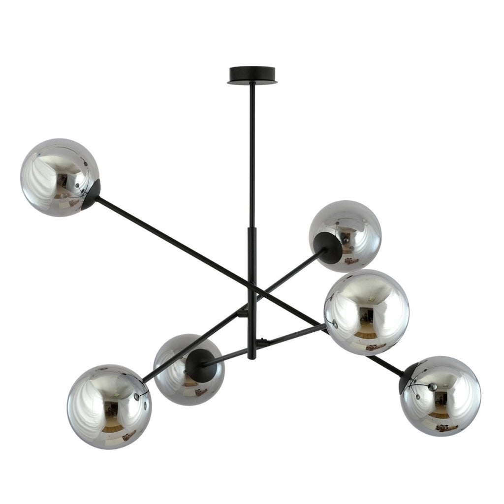 Lampada a sospensione Linear in acciaio nero e vetro grafite