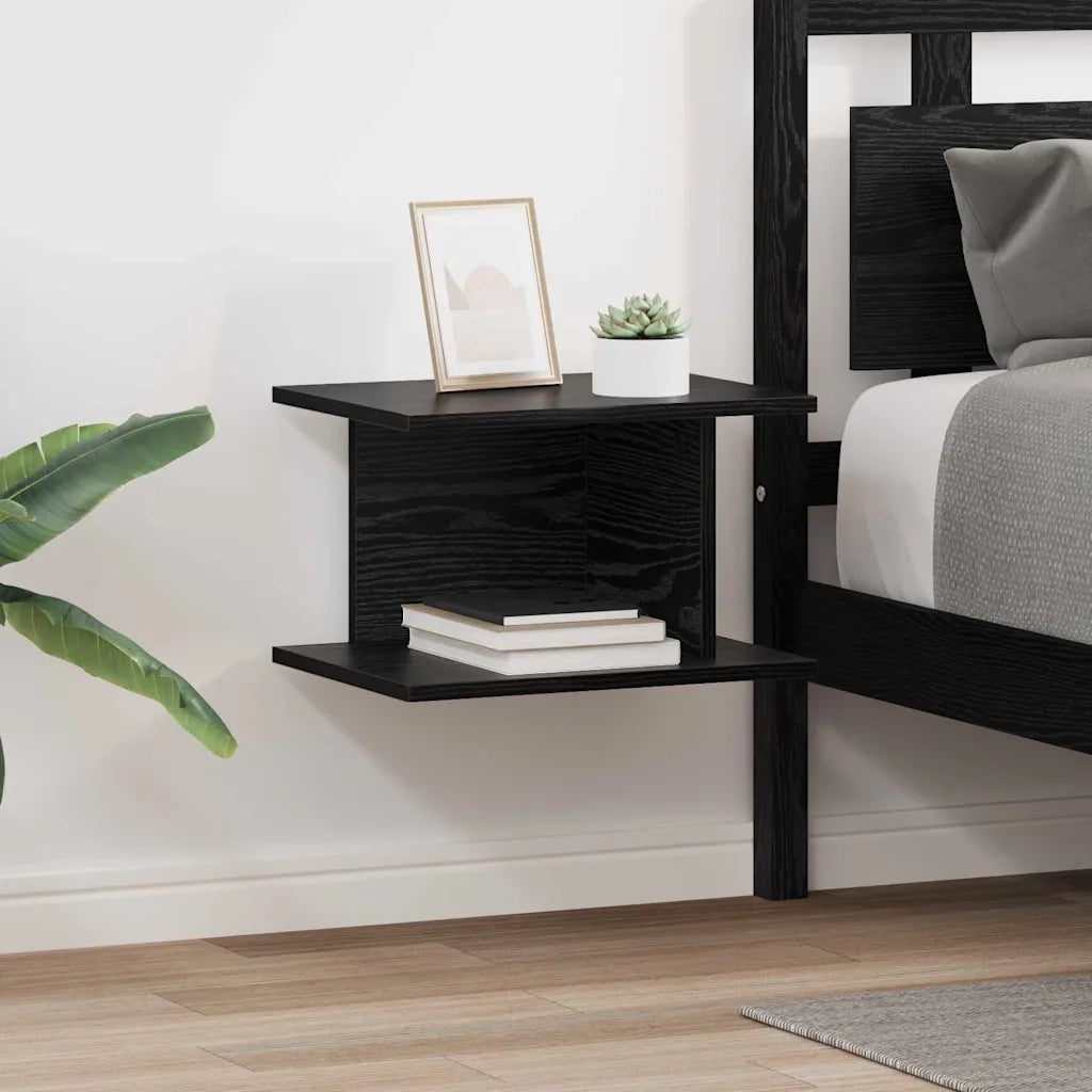 Set di 2 Comodini | Armadio da Notte | Mobiletto da notte Rovere Nero 40 x 30 x 25 cm Legno multistrato
