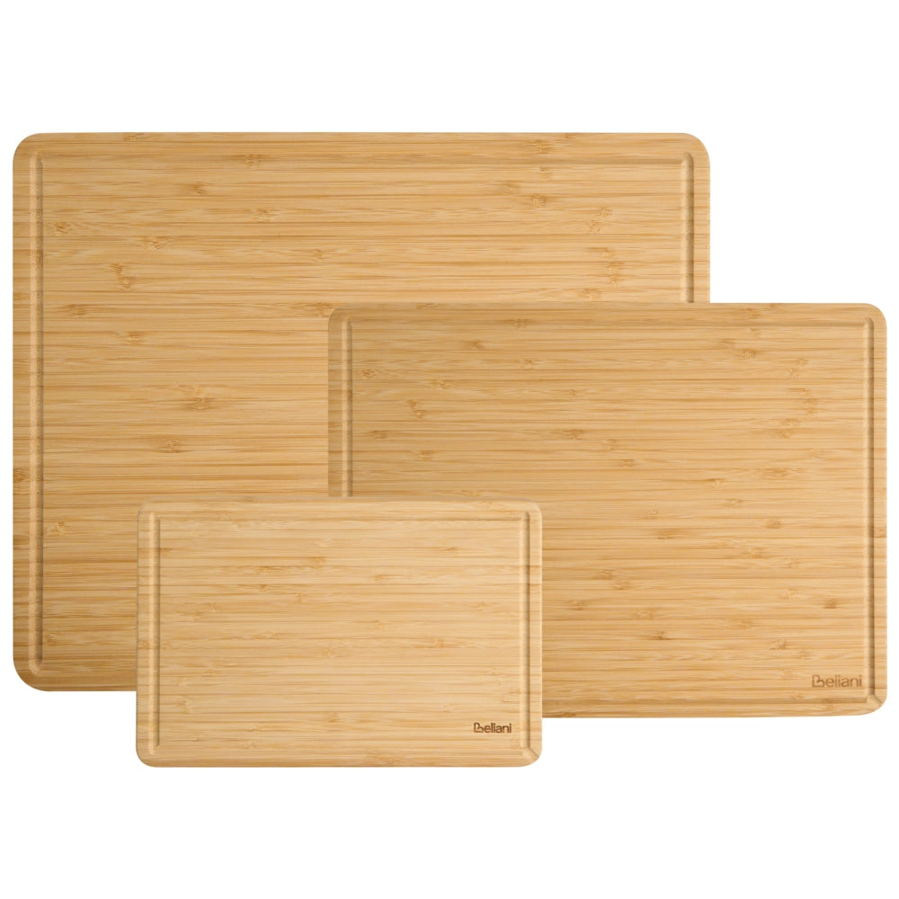 Set di 3 taglieri in bambù marrone chiaro con scanalatura per il succo Accessori da cucina