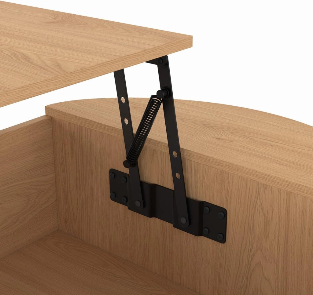 Tavolino ovale piano sollevabile DIVIA 100 cm Legno Modo faggio Design arrotondato