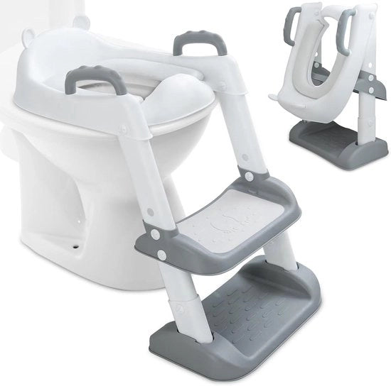 Toiletpotetto pieghevole con gradini e maniglie - per bambini piccoli - ragazzi e ragazze - regolabile in altezza - bagno da viaggio