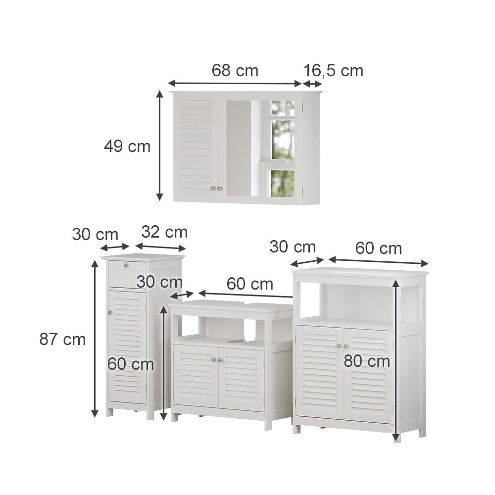 Vicco Set di mobili da bagno Bianco 4 pezzi, opzione 2