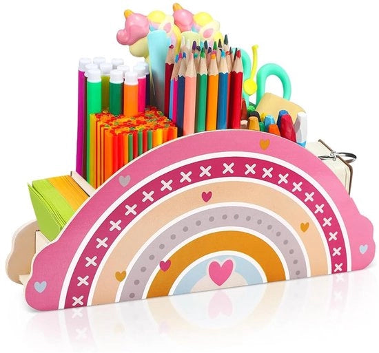 Organizzatore per Bambini a Forma di Arcobaleno in Legno per Scrivania