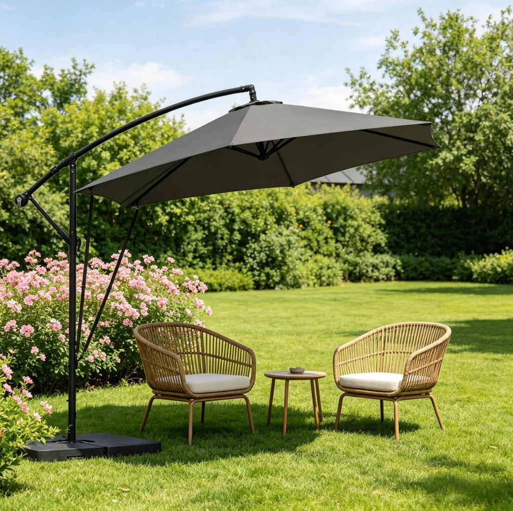 Ombrellone da giardino decentrato 310x310 cm; antracite; con manovella e inclinazione