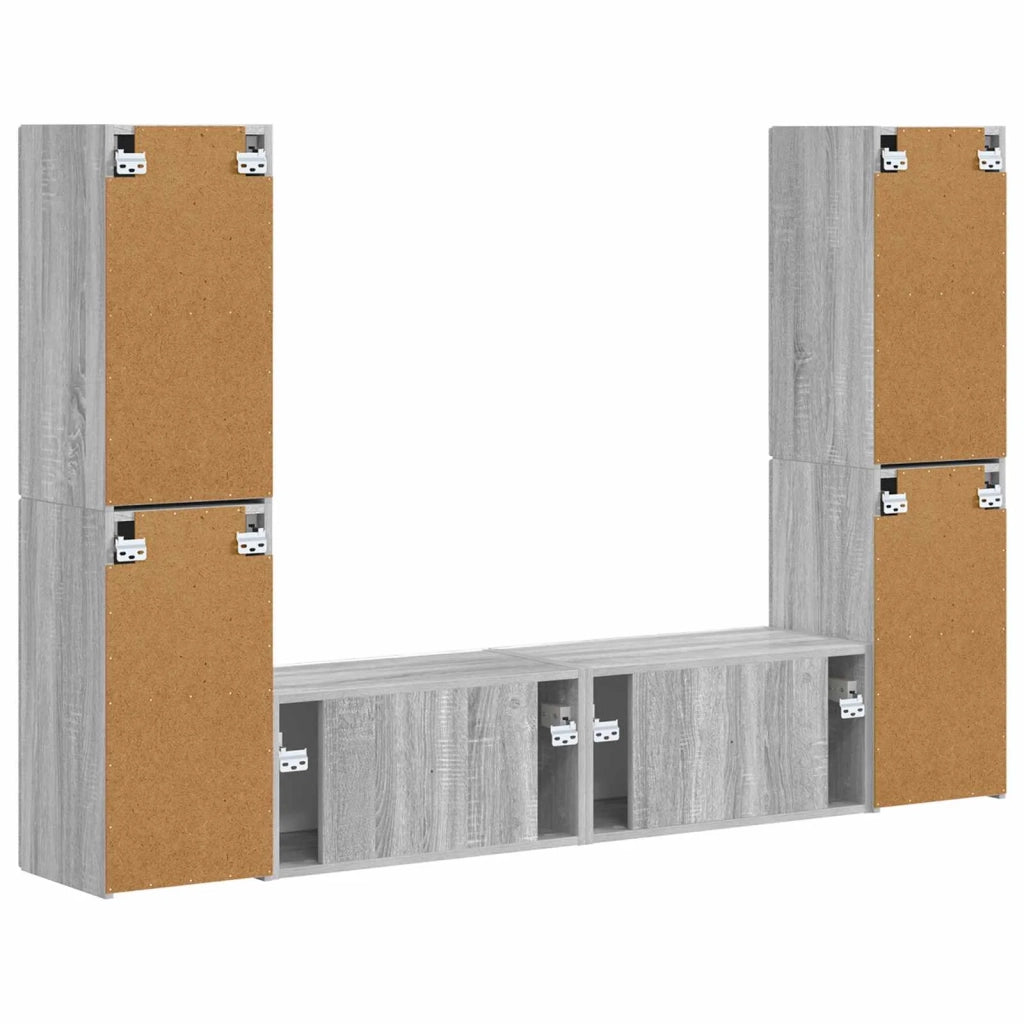 Set mobile TV 6 pcs Grigio Sonoma Legno multistrato