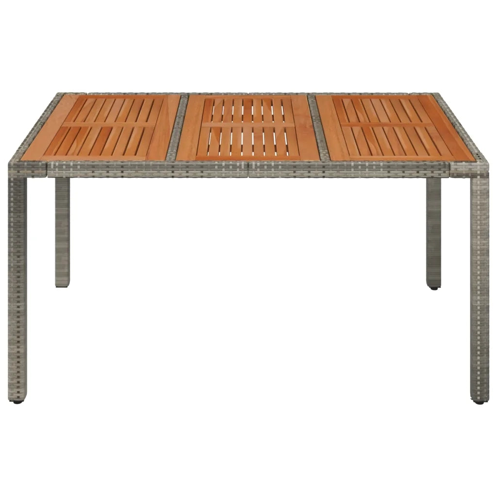 Tavolo da Giardino | Tavolino da esterno Piano in Legno Grigio 150x90x75cm Polyrattan