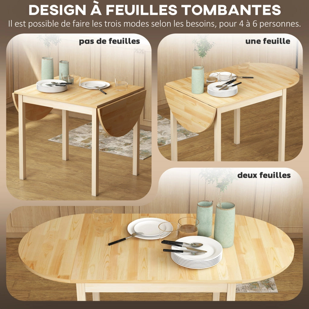 Tavolo da pranzo pieghevole ovale in legno massello 2 ante ¨C zephmum ¨C 140x70x75 cm