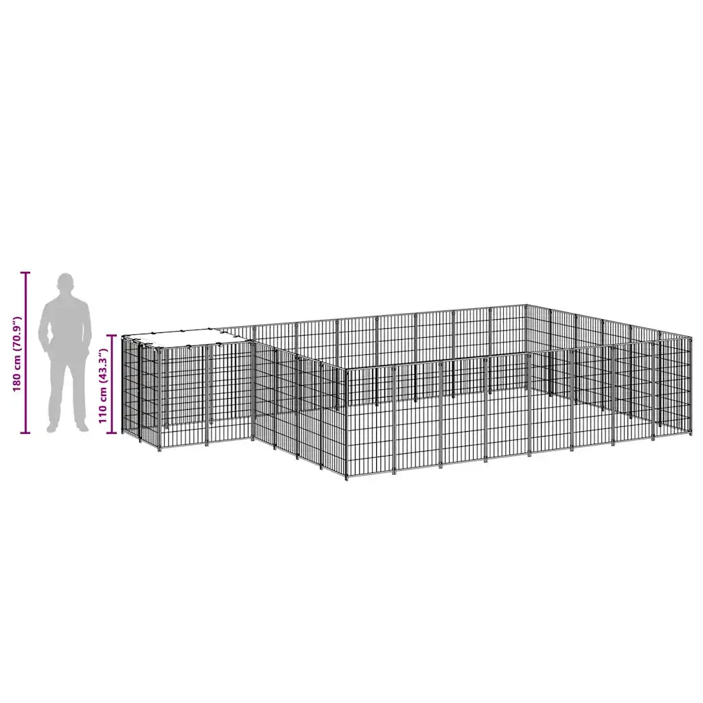 Gabbia per Cani Argento 15,73 m² in Acciaio 3082221