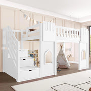 Letto mezzanino 90x200cm?- Xylo - scala finestra bianco