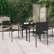 Set Mobili da Pranzo per Giardino 5 pz Nero cod mxl 38528