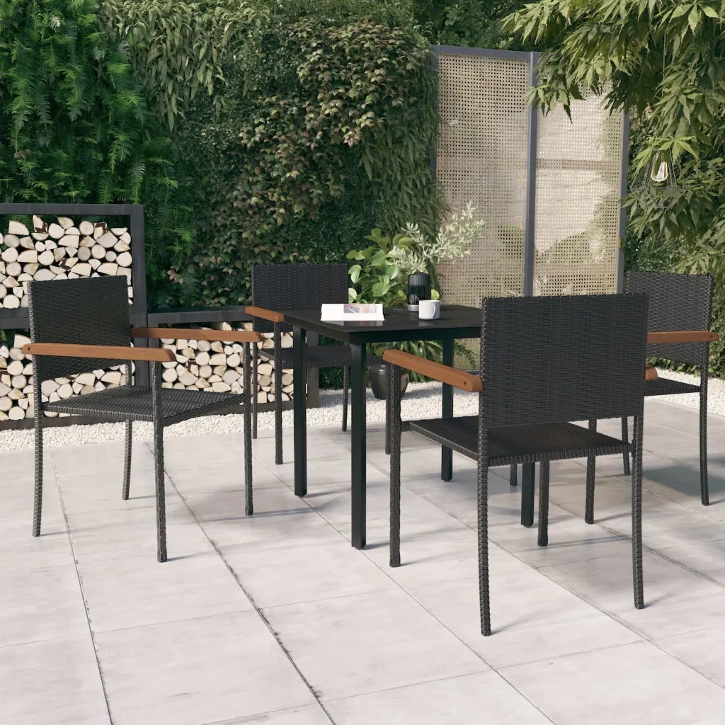 Set Mobili da Pranzo per Giardino 5 pz Nero cod mxl 38528