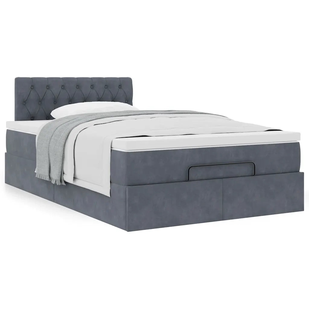 Pouf Letto con Materasso Grigio Scuro 120x190 cm Velluto 3311832