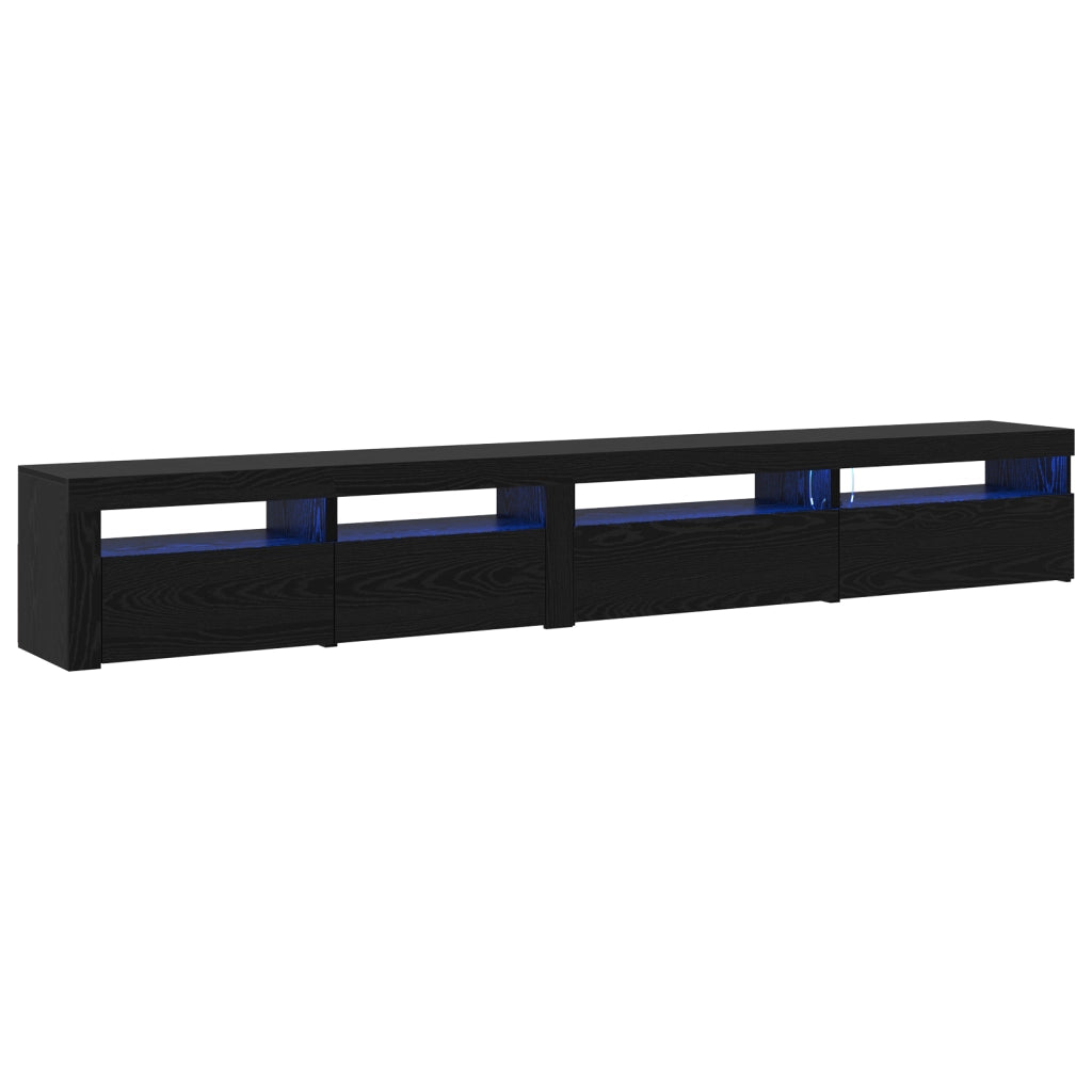 Set di mobili TV 3 pezzi  con luci LED in rovere nero legno ingegnerizzato
