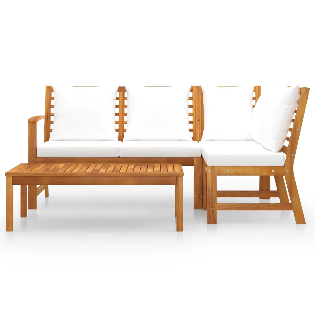 Set Divani da Giardino 4 pz con Cuscini Crema in Legno Acacia 3057771