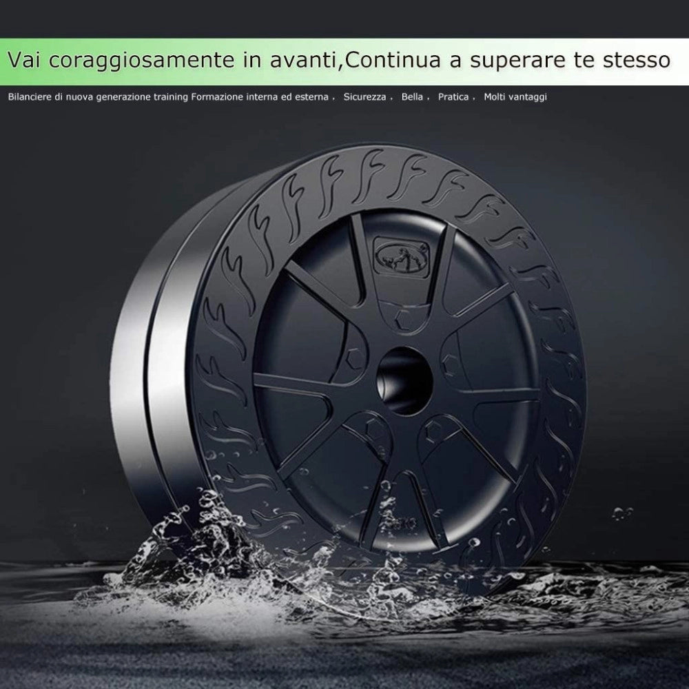Trade Shop - Kit 2in1 Bilanciere + Manubri Con Pesi Regolabili Componibili Tot 40 Kg Palestra -