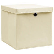 Scatole Portaoggetti con Coperchi 10 pz Crema 32x32x32cm Tessuto CFW6535725