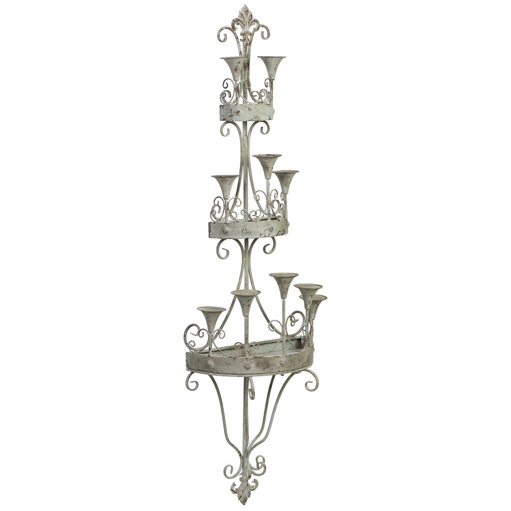 Lampada da parete in legno e metallo grigio invecchiato 43,5x21x142CM