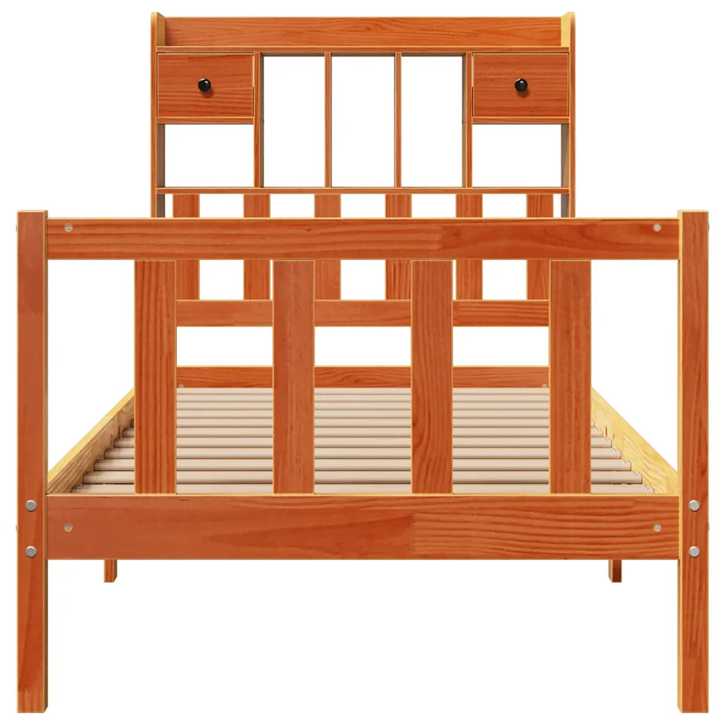 Letto Libreria senza Materasso Marrone Cera 75x190 cm in Pino 3321753