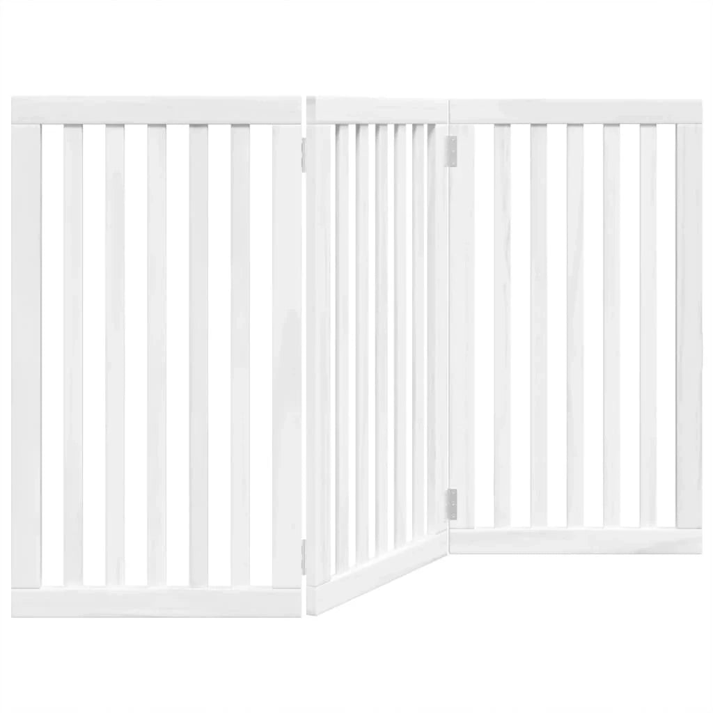 Cancelletto di sicurezza pieghevole per cani a 3 pannelli 150 cm legno di pioppo bianco 02_0023071