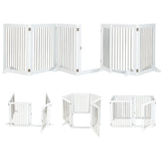 Set di cancelletti di sicurezza pieghevoli per cani da 366 x 80 cm con moderna porta chiudibile a chiave in acciaio inox bianco 20_0020983