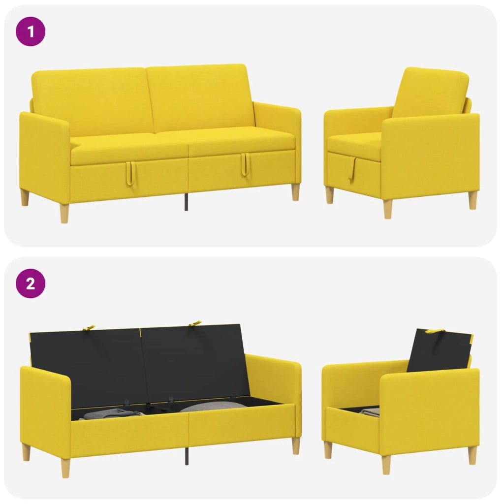 Set di Divani con Storage 2 pcs Giallo Chiaro Poliestere 3429214