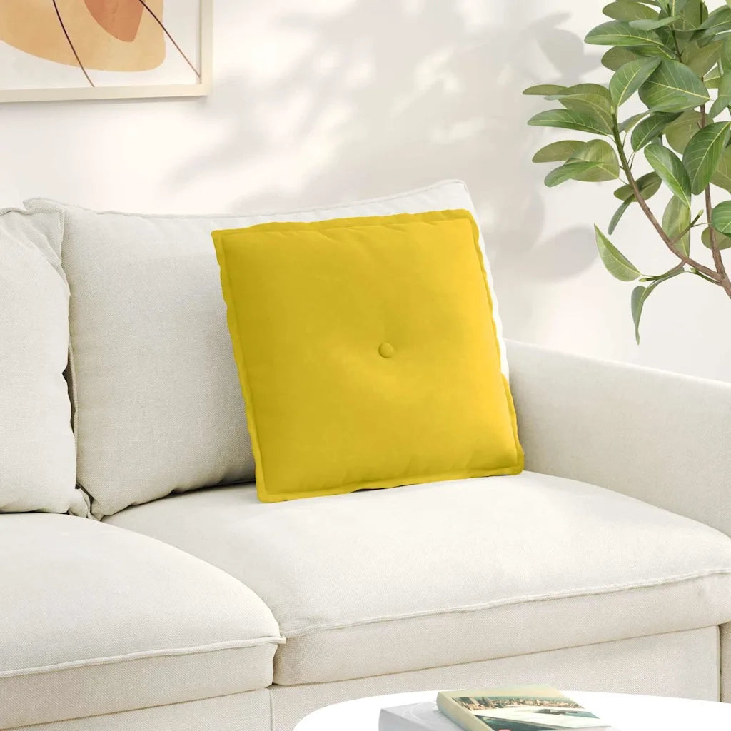 Cuscino per Schiena Giallo 50 x 45 cm Tessuto in Cords