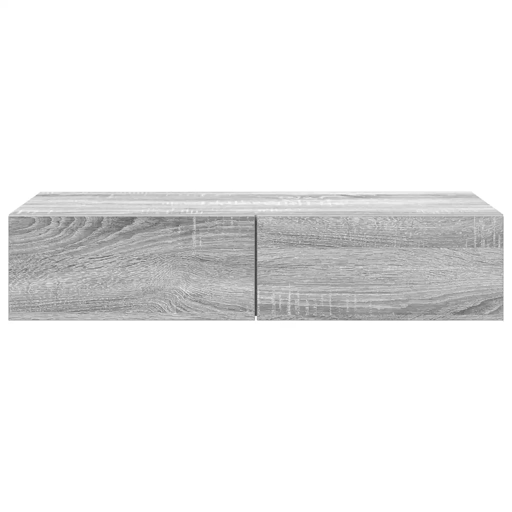 Scaffale a Parete con Cassetti Grigio 80x33x17 cm in Truciolato 859982