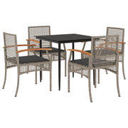 Set da Pranzo da Giardino 5 pz | Set Salotto da Giardino con Cuscini in Polyrattan Grigio