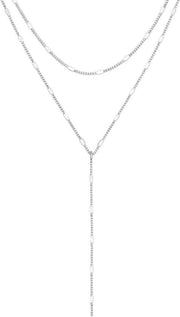 Collana per donna con cerniera a Y in argento 14 K | Lunghezza regolabile | Elegante e idonea per la pelle sensibile | Ideale per regali | Adatta per ogni occasione