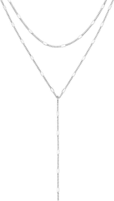 Collana per donna con cerniera a Y in argento 14 K | Lunghezza regolabile | Elegante e idonea per la pelle sensibile | Ideale per regali | Adatta per ogni occasione