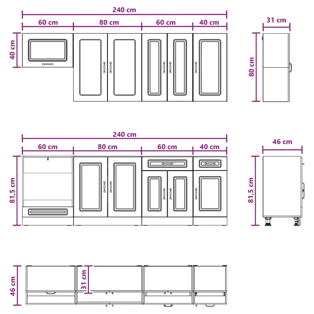 Unità Cucina KALMAR 8 pcs Bianco Legno ingegnerizzato 3438183