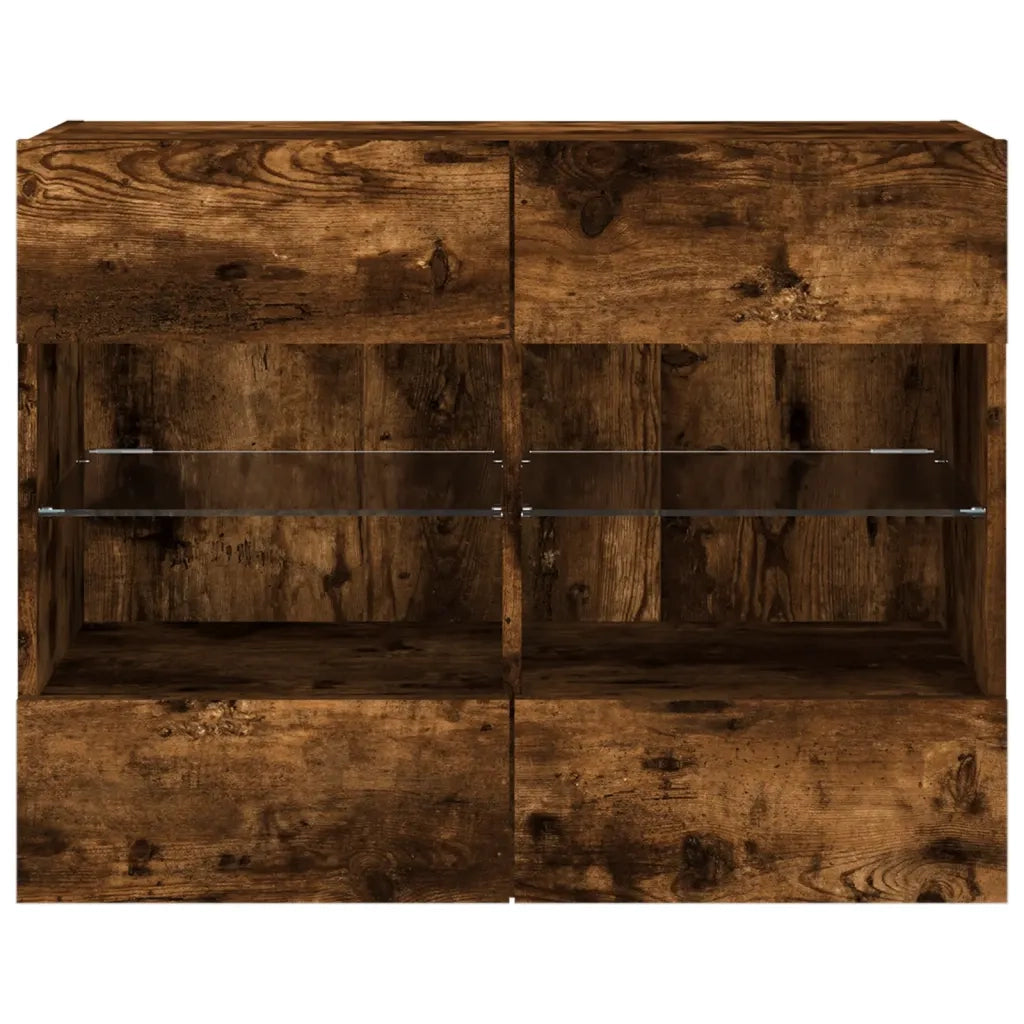 Mobile TV a Parete con Luci LED-Mobile TV a Muro Rovere Fumo 78,5x30x60,5 cm