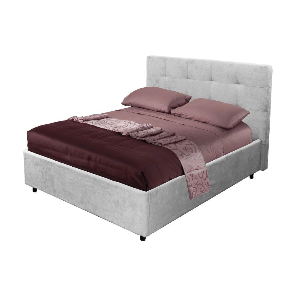 Letto francese con contenitore Ascoli 142x210x124H tessuto Enjoy colore grigio