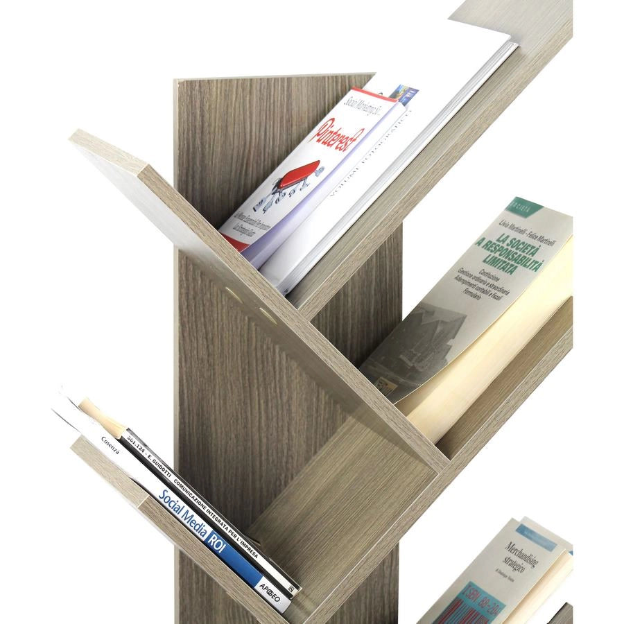 Libreria Moderna 8 Ripiani 50x141x25 cm in Legno Melaminico Rovere Grigio