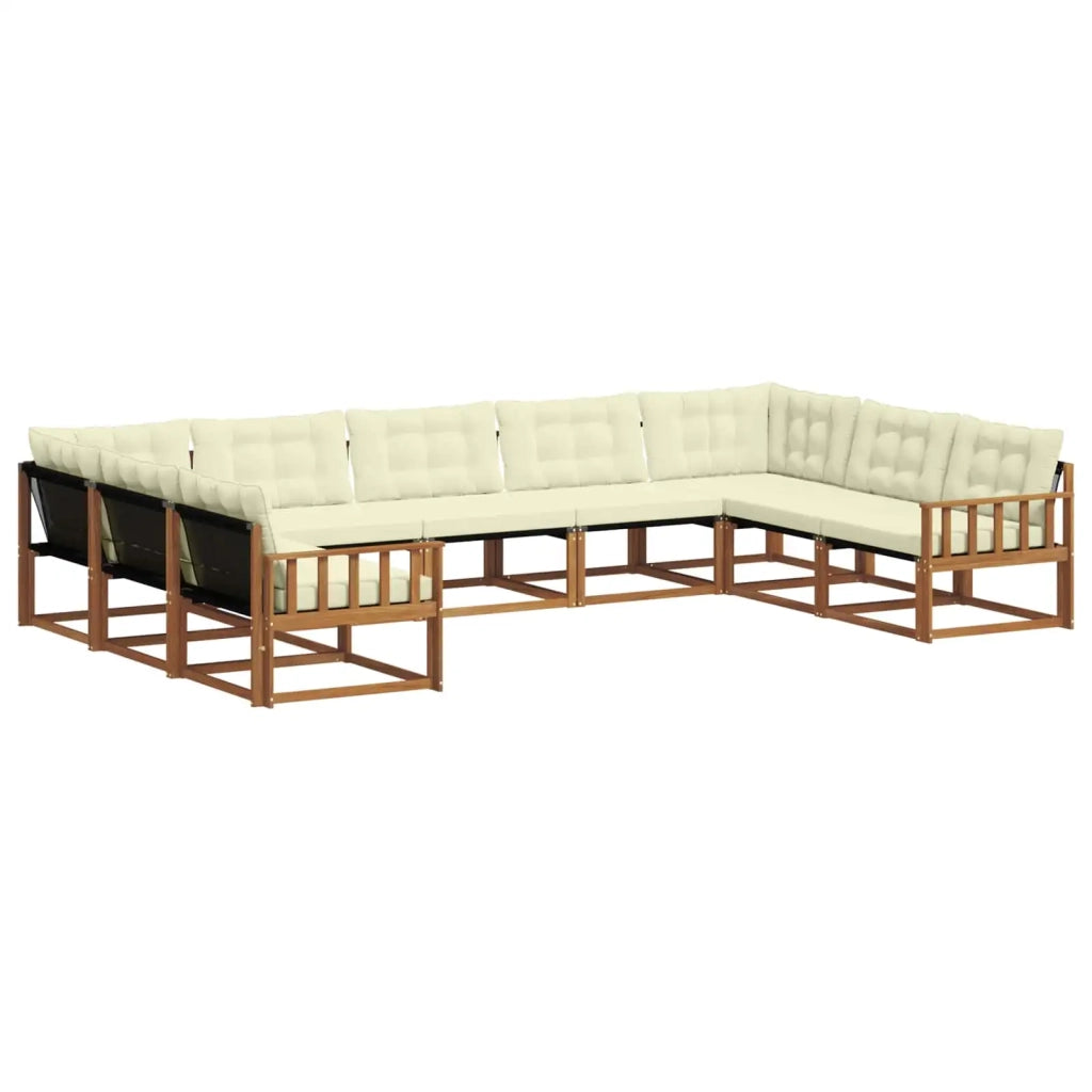 Set di divani da esterno con cuscino 9 pcs Naturale e Crema