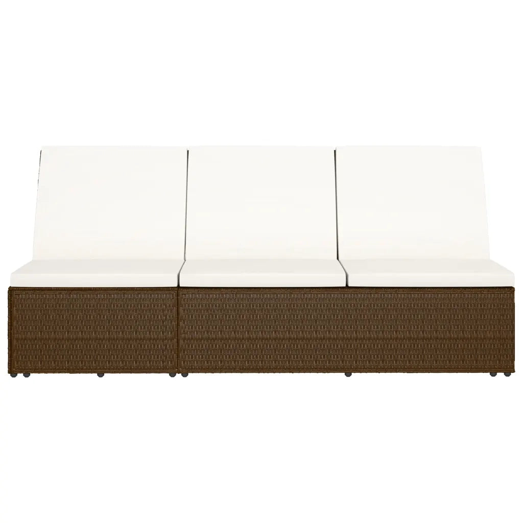 Lettino Prendisole Trasformabile con Cuscino Polyrattan Marrone 46243