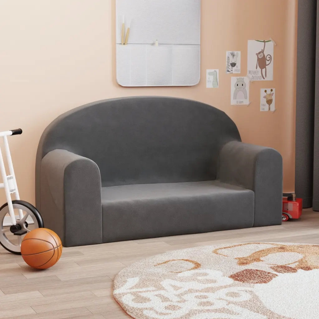 Divano per Bambini a 2 Posti-Sofa-Divanetto Antracite in Morbido Peluche 949600