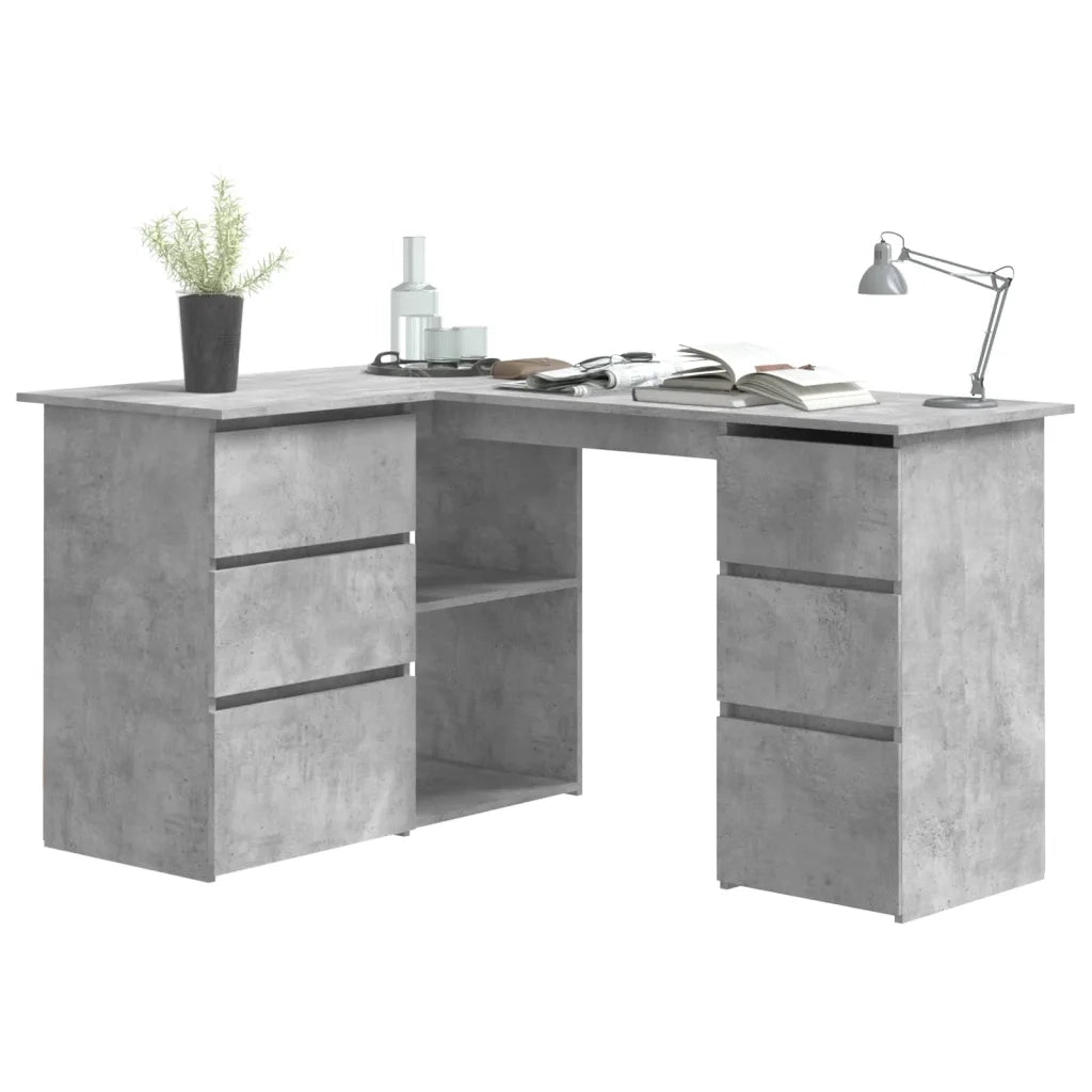 Scrivania Angolo Grigio Cemento 145x100x76 cm Legno Multistrato 801093