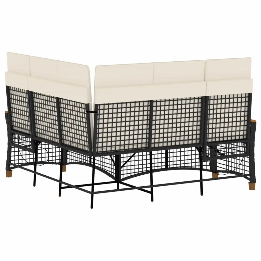 Set di Divani Recliner da Giardino Nero e Bianco Crema