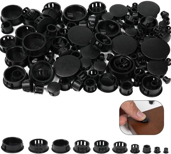 Set di Coperture per Fori di 150 Pezzi - 10 Dimensioni - Stoppi per Fessure Nere - Coperture per Fori di Boring - Copertura per Viti - Diverse Dimensioni